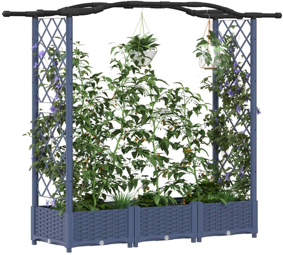 Pakeltas lovas su trelėmis ir stogu Pilka 169 x 40 x 123 cm PP