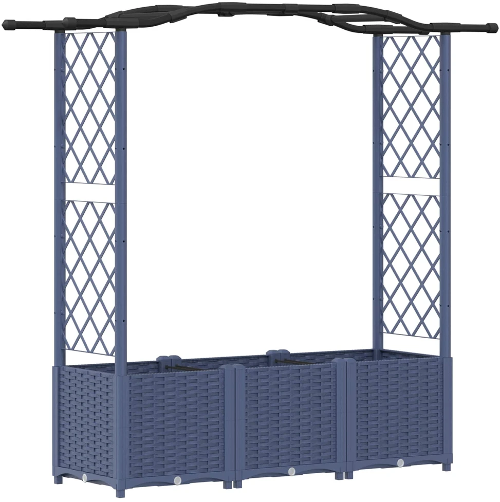 Pakeltas lovas su trelėmis ir stogu Pilka 164 x 40 x 138 cm PP