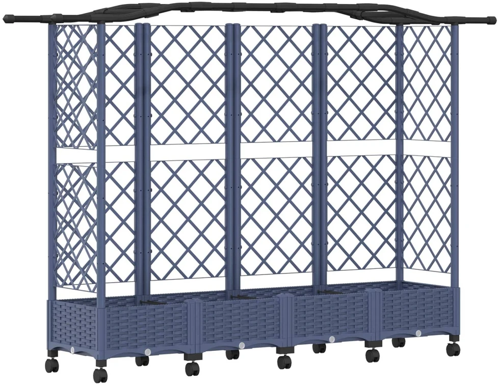 Pakeltas lovas su trelėmis ir stogu Pilka 203,5 x 40 x 129 cm