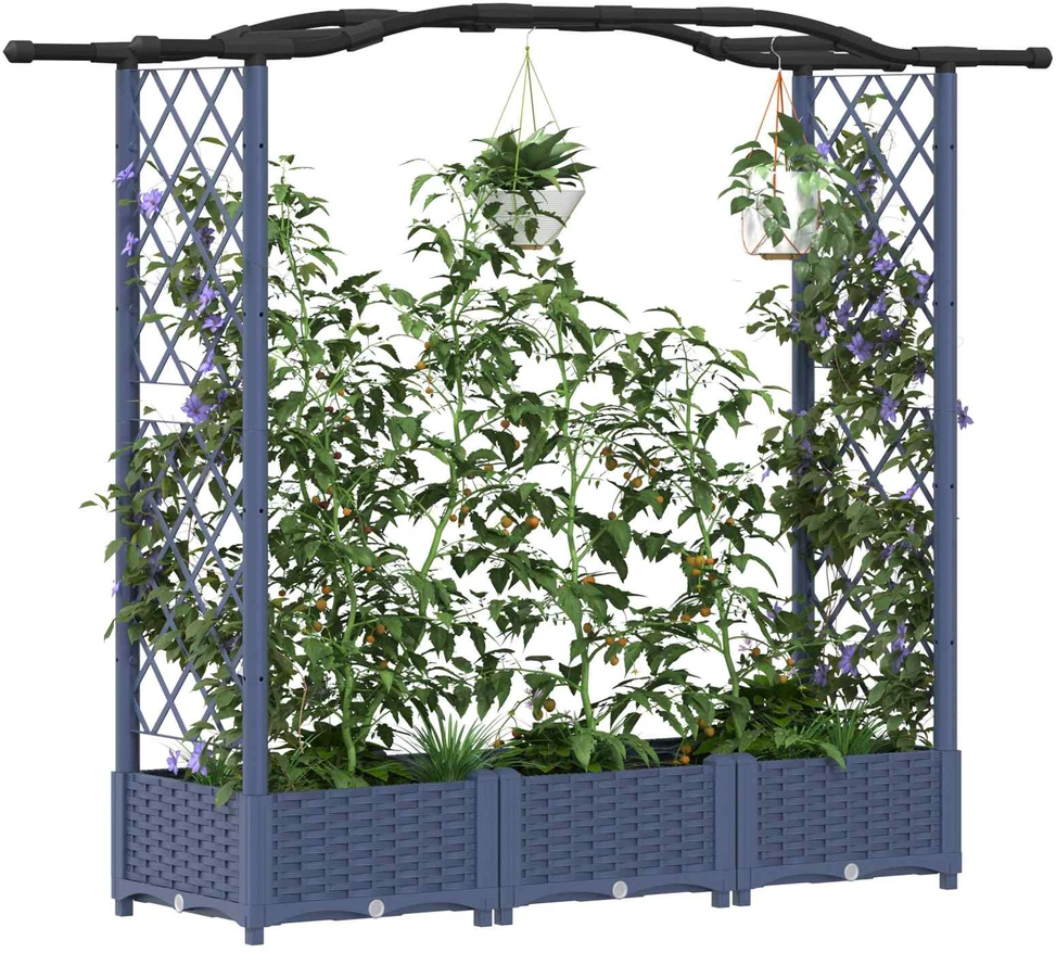 Pakeltas lovas su trelėmis ir stogu Pilka 169 x 40 x 123 cm PP