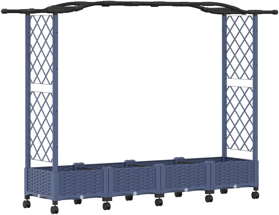 Pakeltas lovas su trelėmis ir stogu Pilka 207 x 40 x 129 cm PP