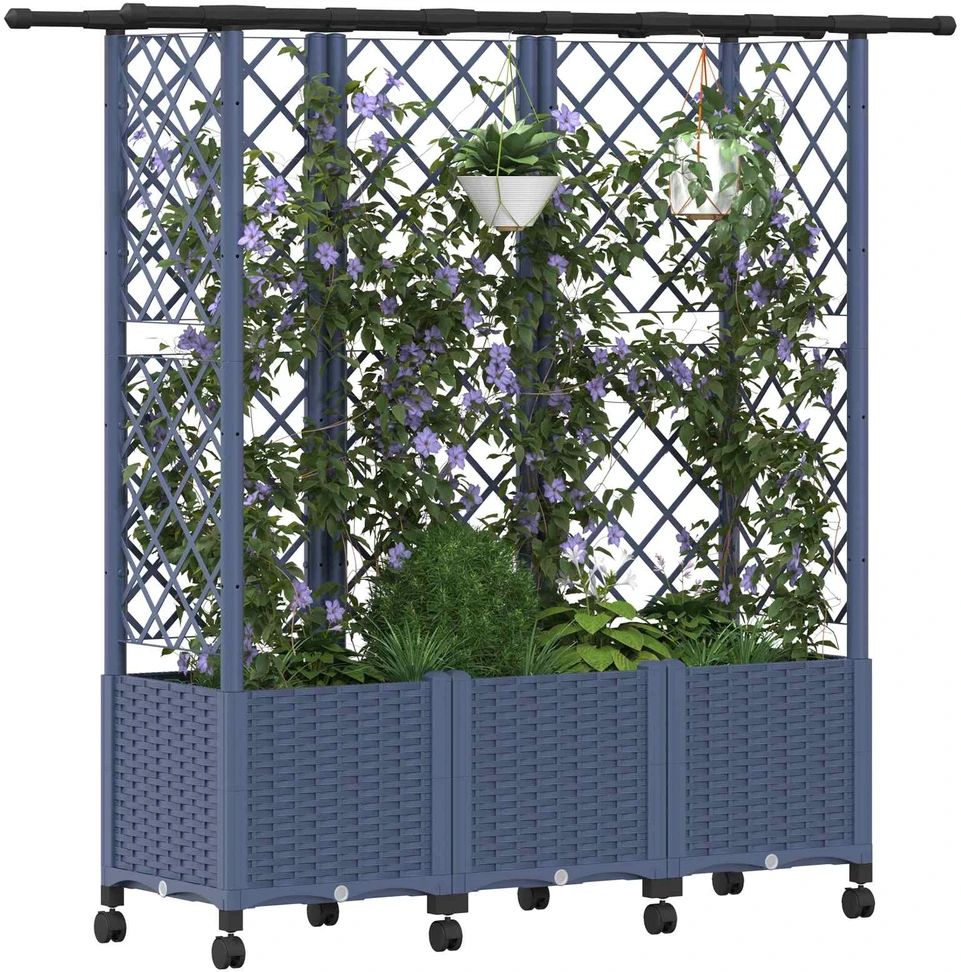 Pakeltas lovas su trelėmis ir stogu Pilka 163,5 x 40 x 142 cm