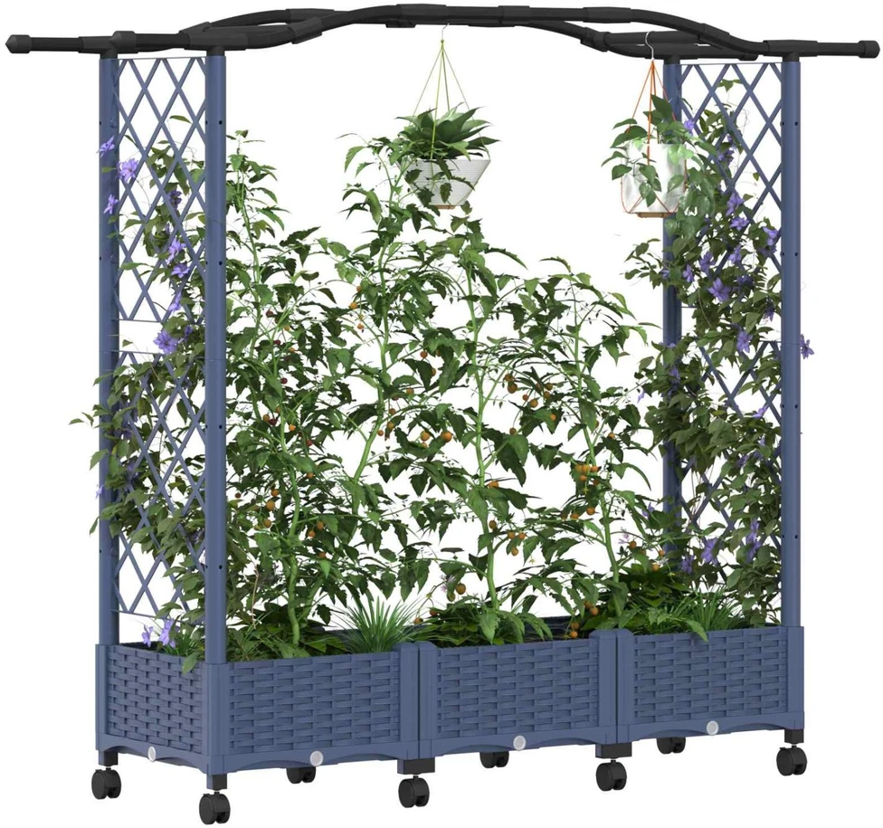 Pakeltas lovas su trelėmis ir stogu Pilka 169 x 40 x 129 cm PP