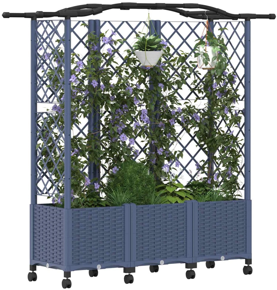 Pakeltas lovas su trelėmis ir stogu Pilka 163 x 40 x 144 cm PP