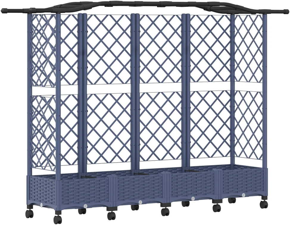 Pakeltas lovas su trelėmis ir stogu Pilka 203,5 x 40 x 129 cm