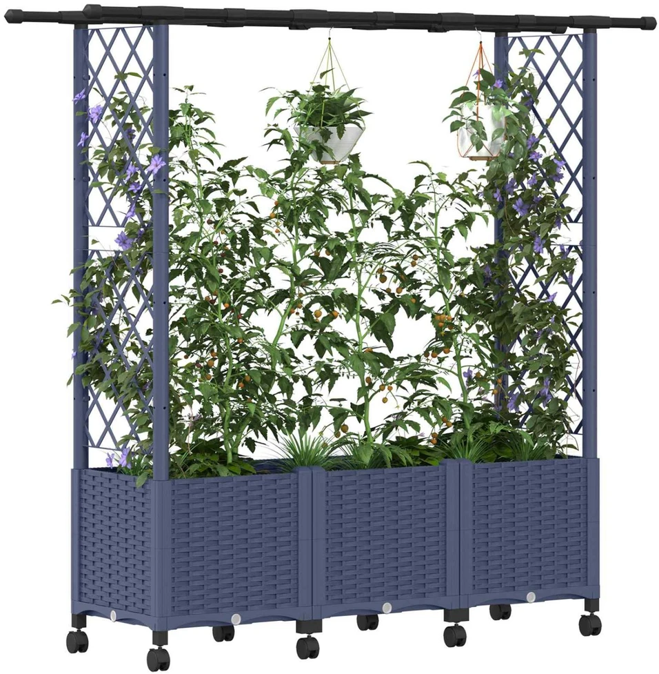 Pakeltas lovas su trelėmis ir stogu Pilka 162,5 x 40 x 142 cm