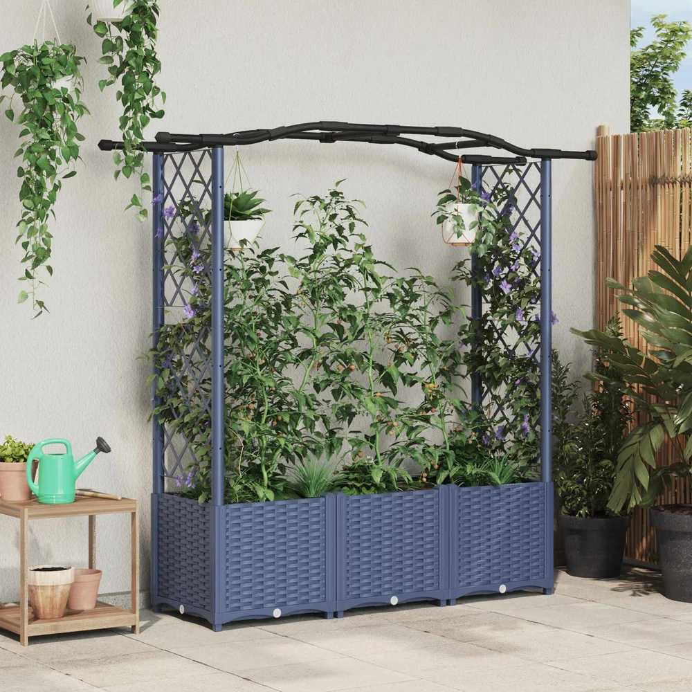 Pakeltas lovas su trelėmis ir stogu Pilka 164 x 40 x 138 cm PP