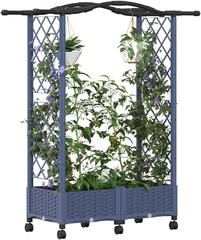Pakeltas lovas su trelėmis ir stogu Pilka 124 x 40 x 129 cm PP