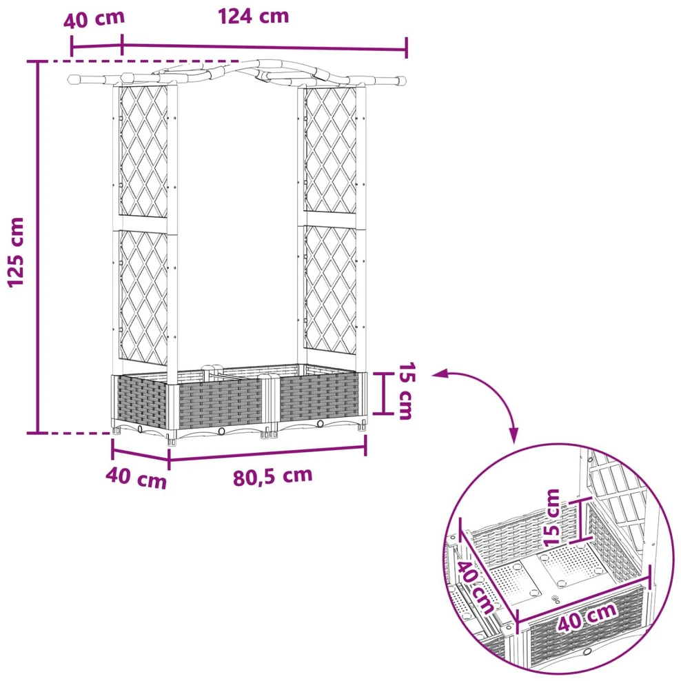 Pakeltas lovas su trelėmis ir stogu Pilka 124 x 40 x 123 cm PP