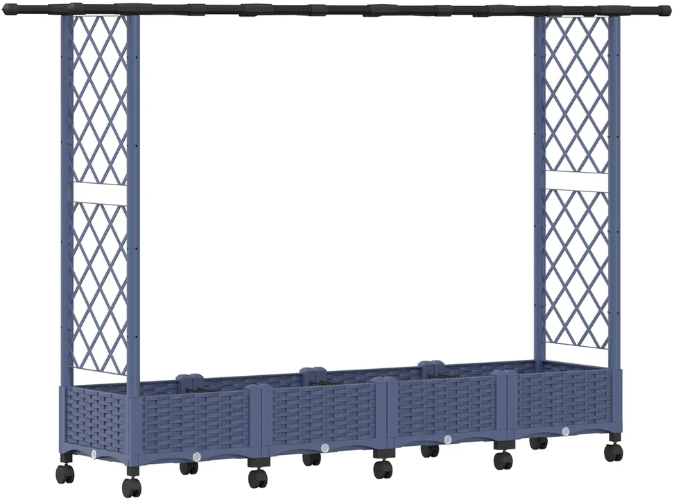 Pakeltas lovas su trelėmis ir stogu Pilka 203 x 40 x 127 cm PP