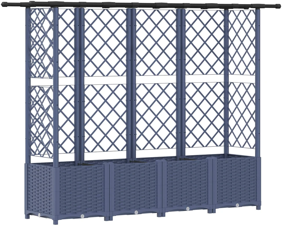Pakeltas lovas su trelėmis ir stogu Pilka 202 x 40 x 136 cm PP