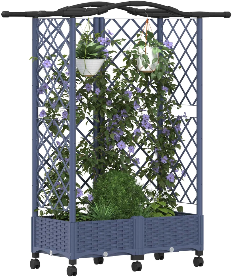 Pakeltas lovas su trelėmis ir stogu Pilka 124 x 40 x 129 cm PP