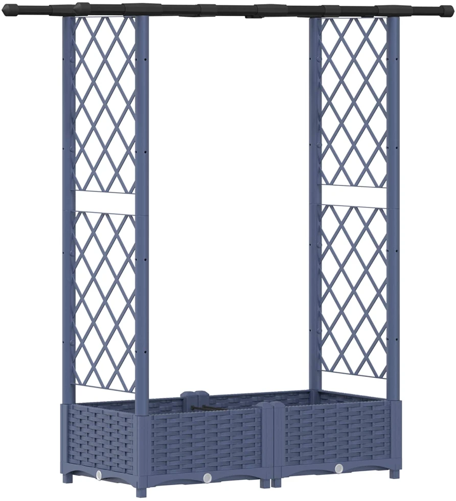 Pakeltas lovas su trelėmis ir stogu Pilka 122,5 x 40 x 121 cm