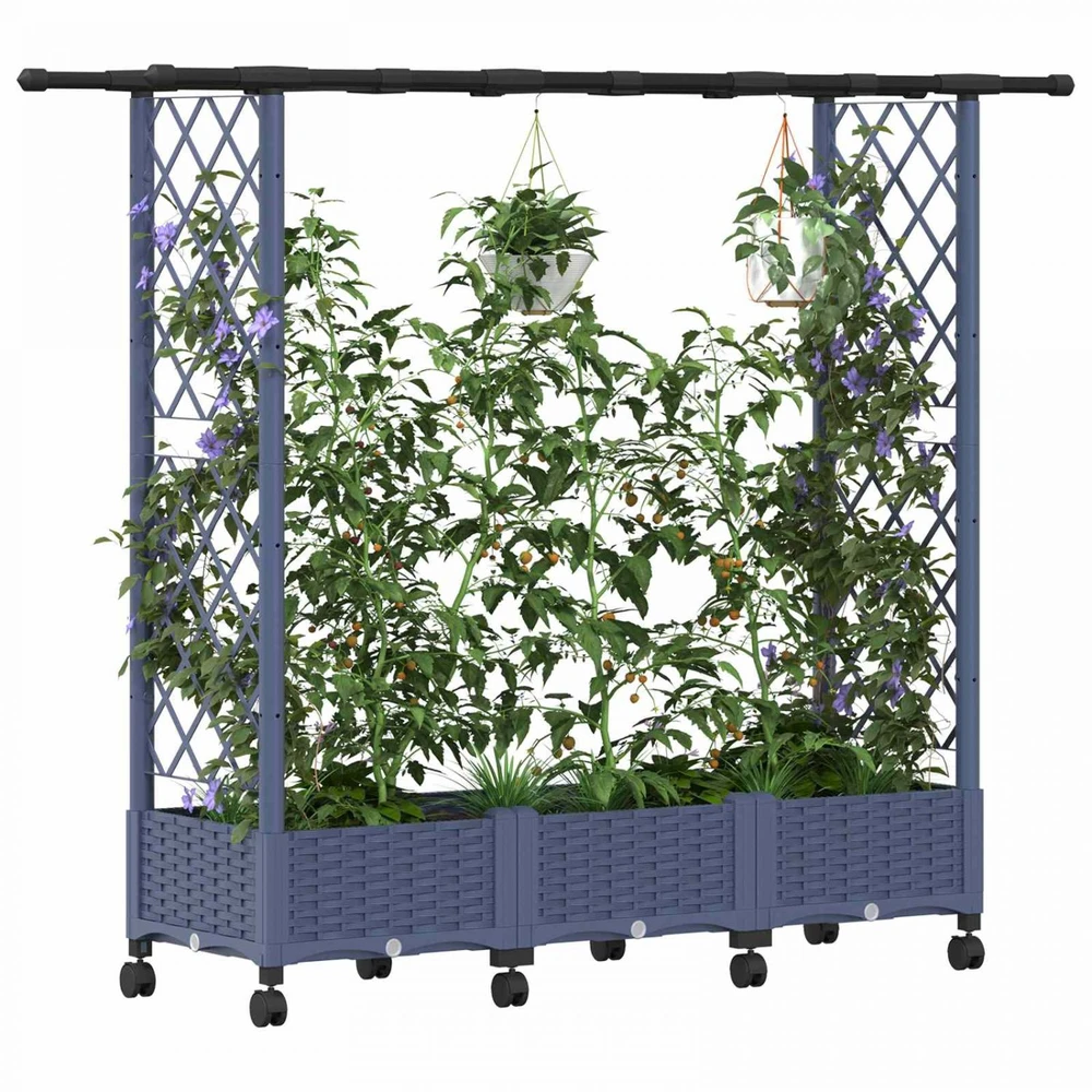Pakeltas lovas su trelėmis ir stogu Pilka 164 x 40 x 127 cm PP