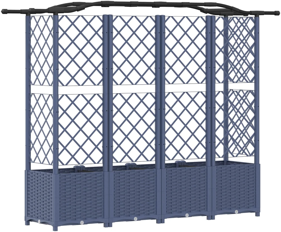 Pakeltas lovas su trelėmis ir stogu Pilka 204 x 40 x 138 cm PP