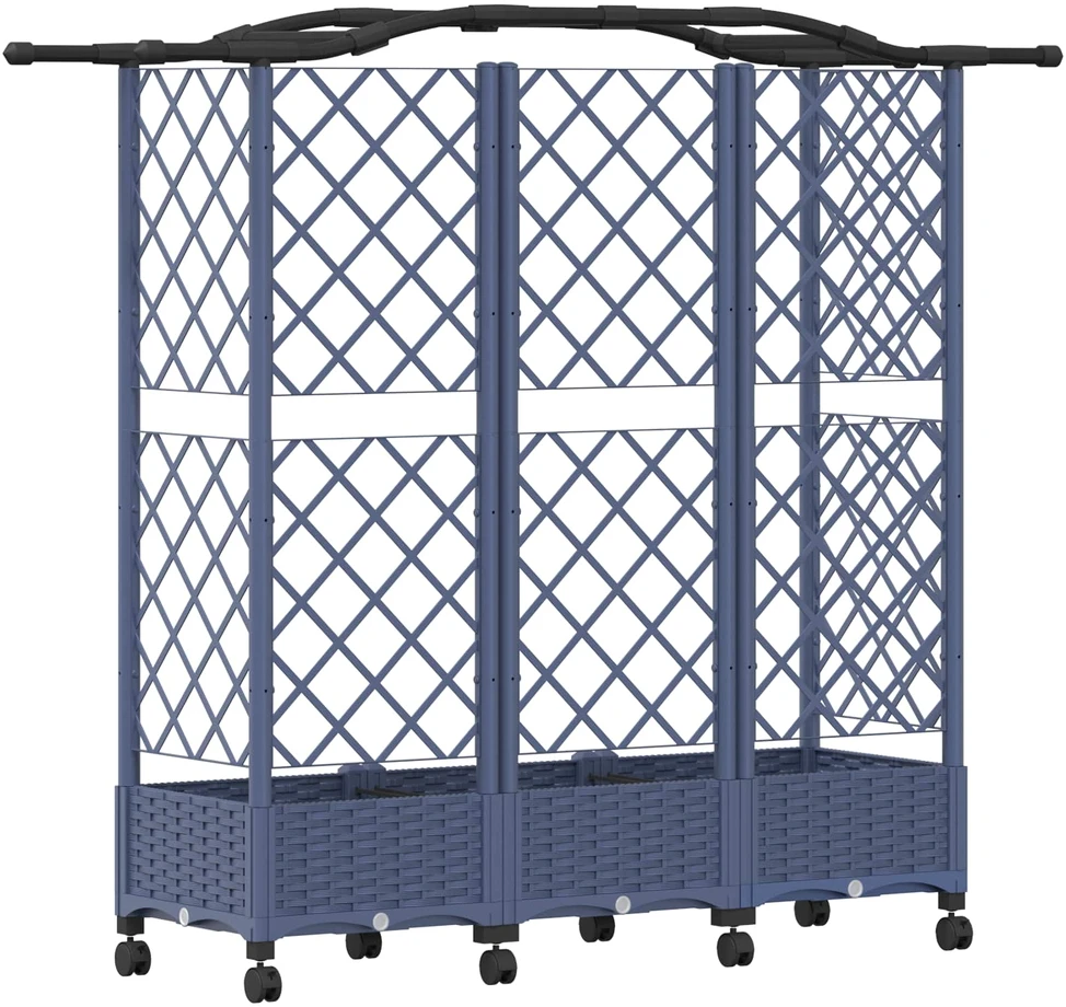 Pakeltas lovas su trelėmis ir stogu Pilka 163 x 40 x 129 cm PP