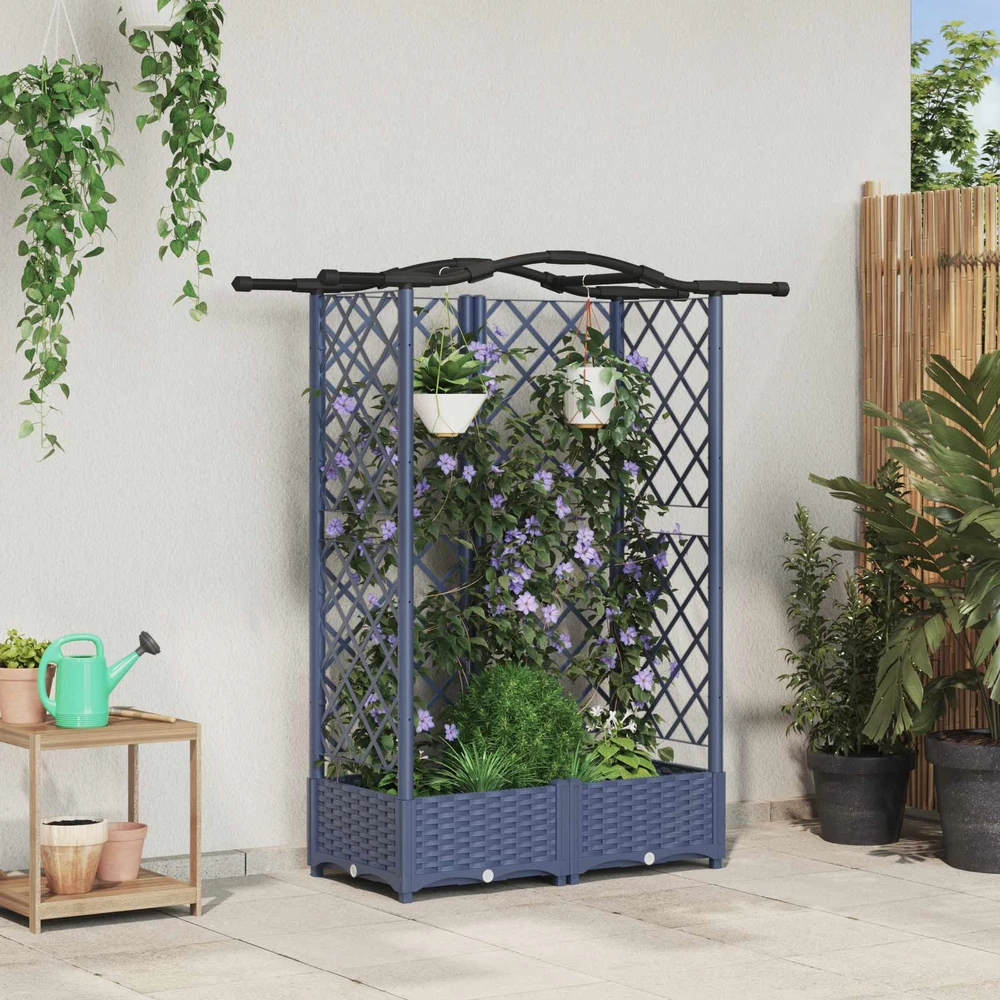 Pakeltas lovas su trelėmis ir stogu Pilka 124 x 40 x 123 cm PP