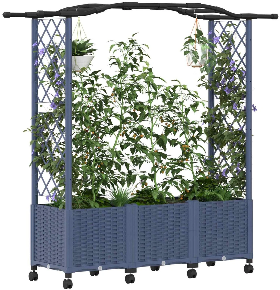 Pakeltas lovas su trelėmis ir stogu Pilka 164 x 40 x 144 cm PP