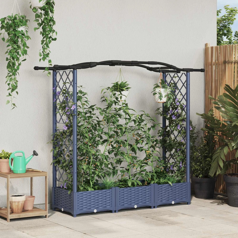 Pakeltas lovas su trelėmis ir stogu Pilka 169 x 40 x 123 cm PP