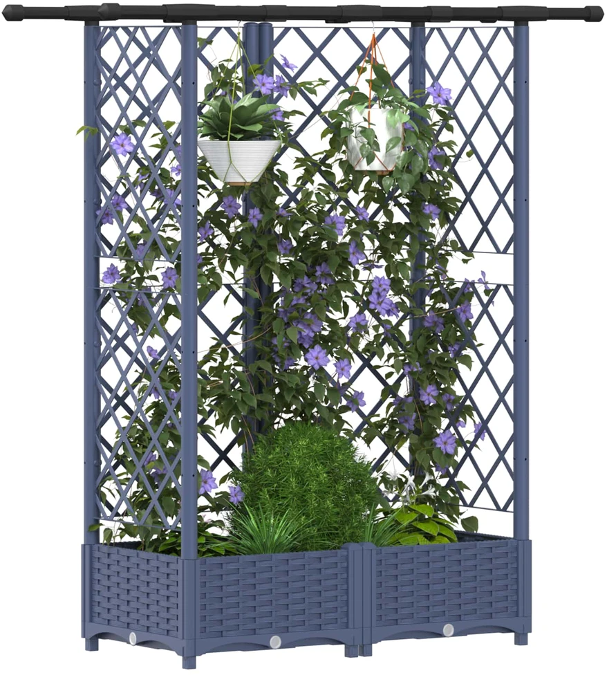Pakeltas lovas su trelėmis ir stogu Pilka 124 x 40 x 121 cm PP