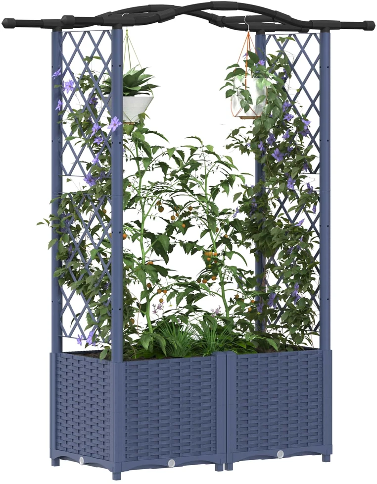 Pakeltas lovas su trelėmis ir stogu Pilka 125 x 40 x 138 cm PP