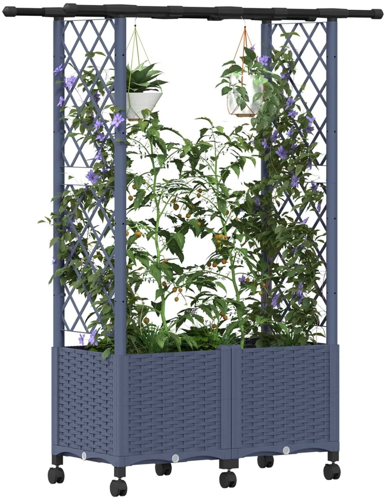 Pakeltas lovas su trelėmis ir stogu Pilka 124,5 x 40 x 142 cm