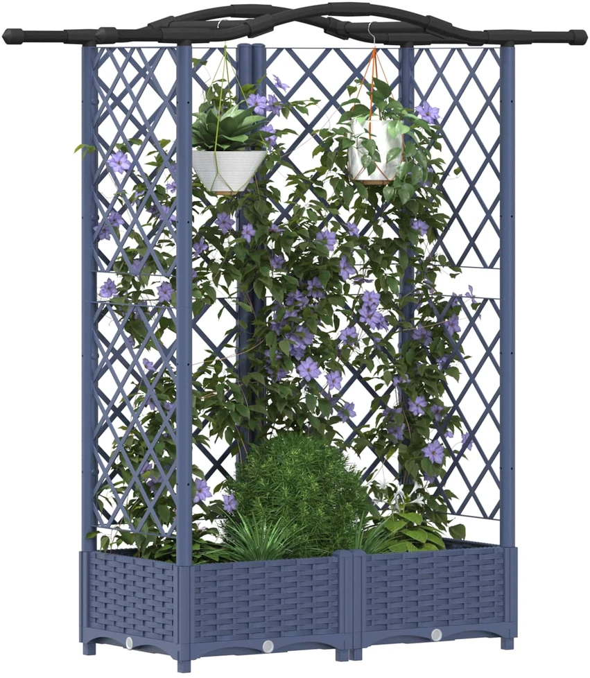 Pakeltas lovas su trelėmis ir stogu Pilka 124 x 40 x 123 cm PP