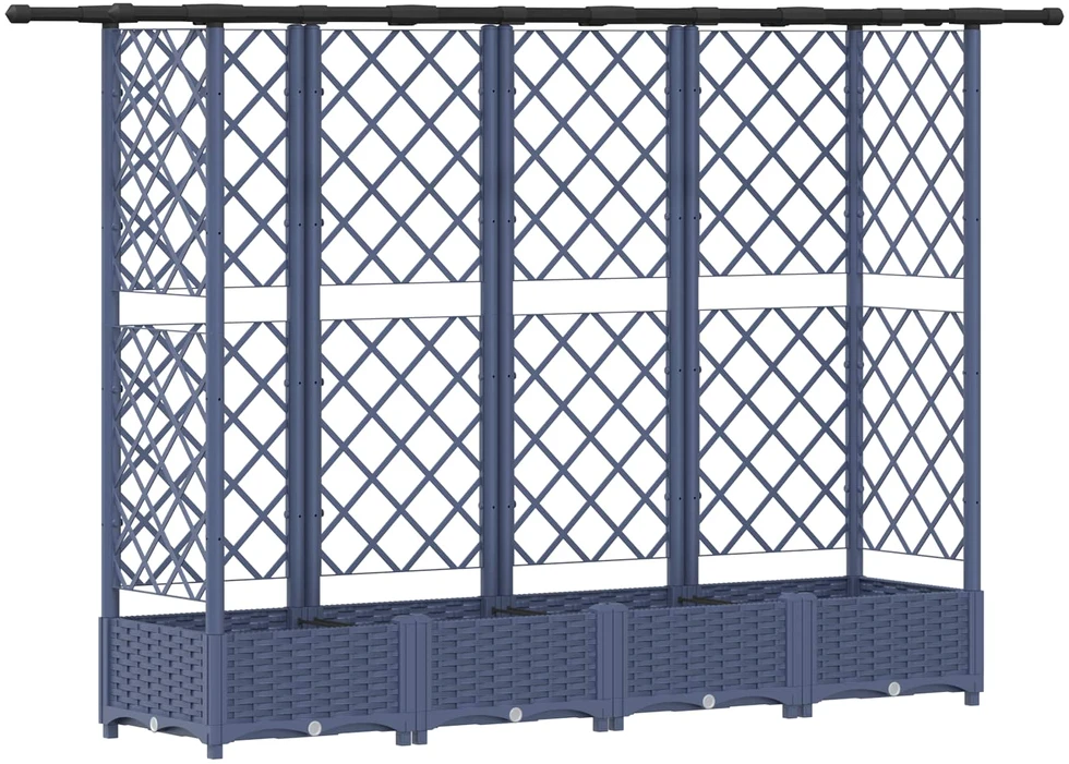 Pakeltas lovas su trelėmis ir stogu Pilka 202,5 x 40 x 121 cm