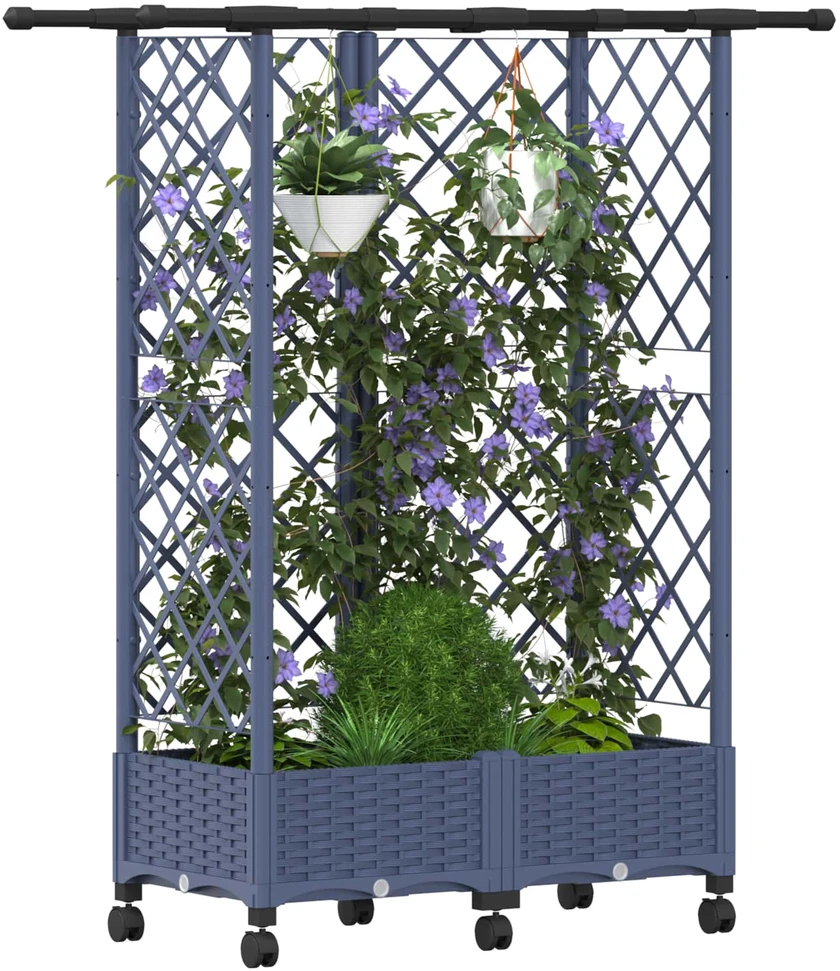 Pakeltas lovas su trelėmis ir stogu Pilka 124 x 40 x 127 cm PP