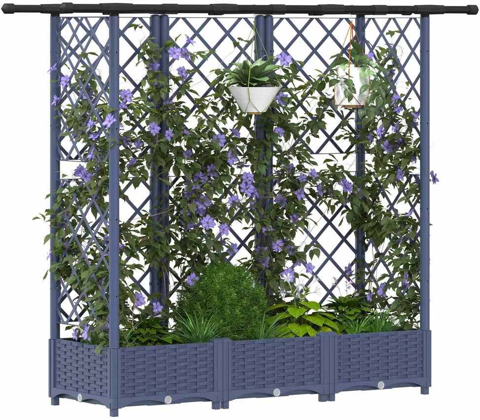 Pakeltas lovas su trelėmis ir stogu Pilka 164 x 40 x 121 cm PP