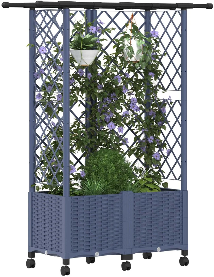 Pakeltas lovas su trelėmis ir stogu Pilka 124 x 40 x 142 cm PP