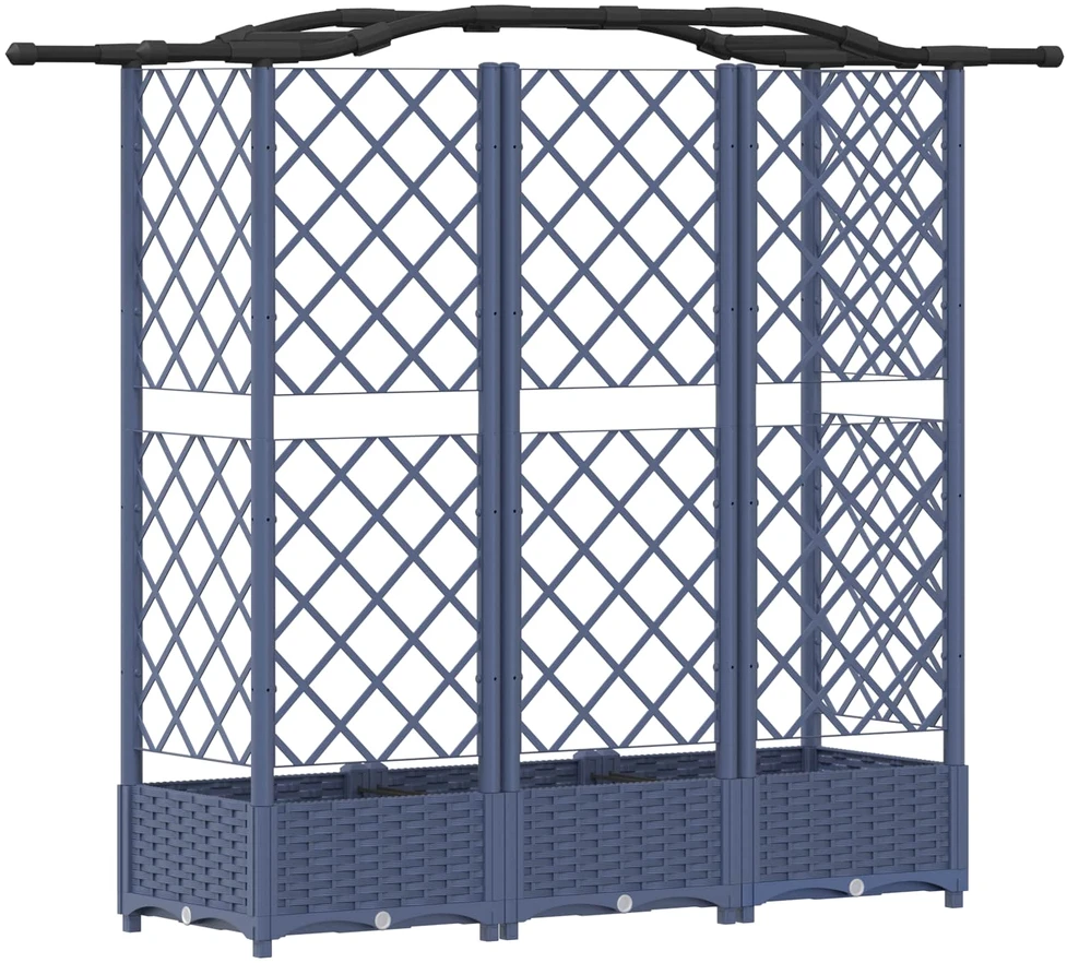Pakeltas lovas su trelėmis ir stogu Pilka 163 x 40 x 123 cm PP