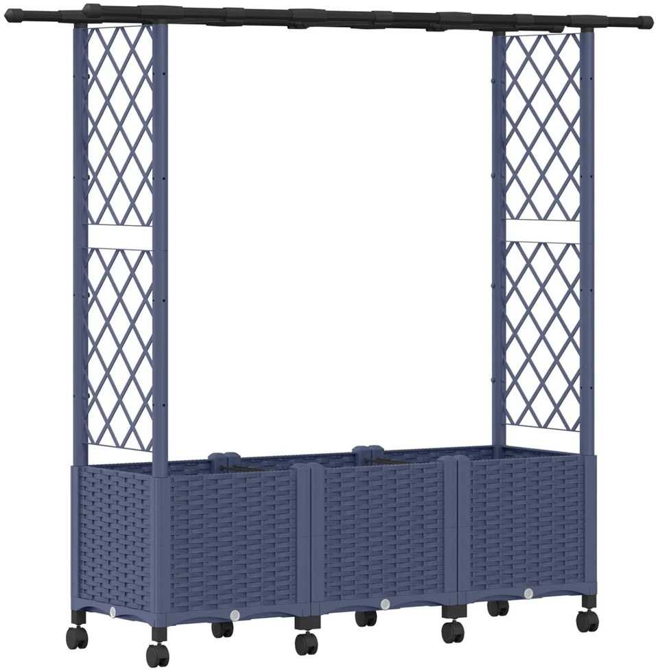 Pakeltas lovas su trelėmis ir stogu Pilka 162,5 x 40 x 142 cm