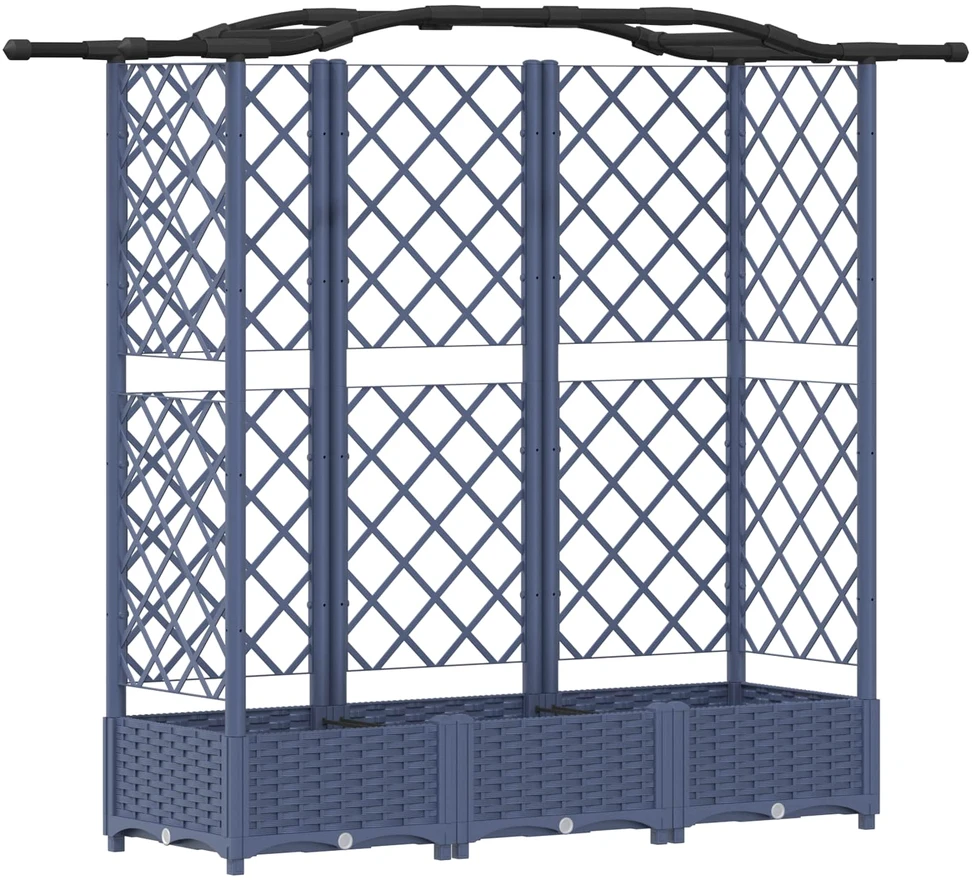 Pakeltas lovas su trelėmis ir stogu Pilka 163 x 40 x 123 cm PP