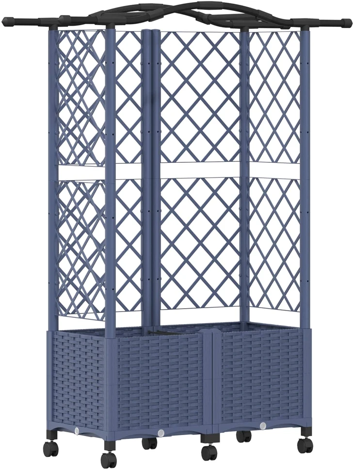 Pakeltas lovas su trelėmis ir stogu Pilka 122 x 40 x 144 cm PP