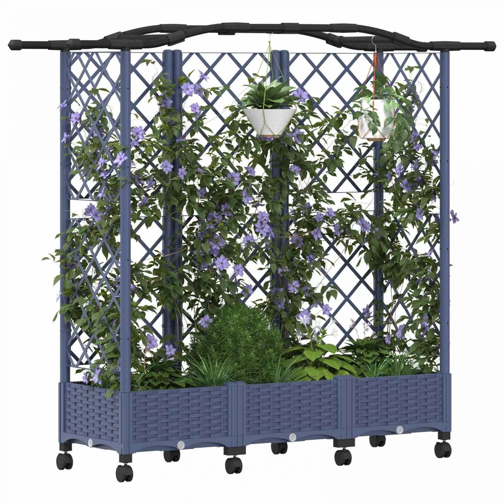 Pakeltas lovas su trelėmis ir stogu Pilka 163 x 40 x 129 cm PP