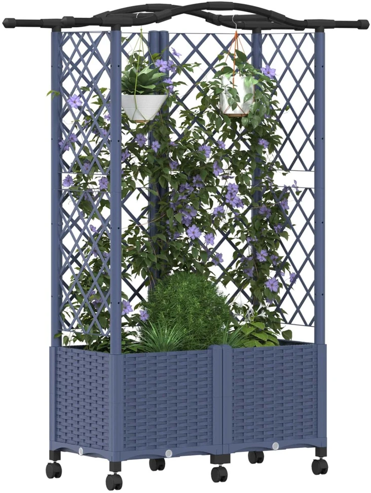 Pakeltas lovas su trelėmis ir stogu Pilka 122 x 40 x 144 cm PP