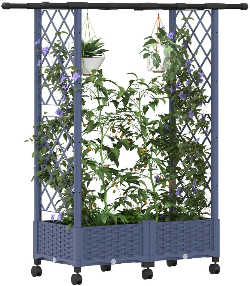 Pakeltas lovas su trelėmis ir stogu Pilka 122,5 x 40 x 127 cm
