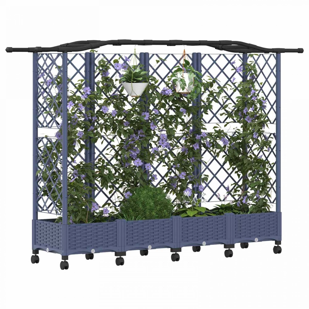 Pakeltas lovas su trelėmis ir stogu Pilka 203,5 x 40 x 129 cm