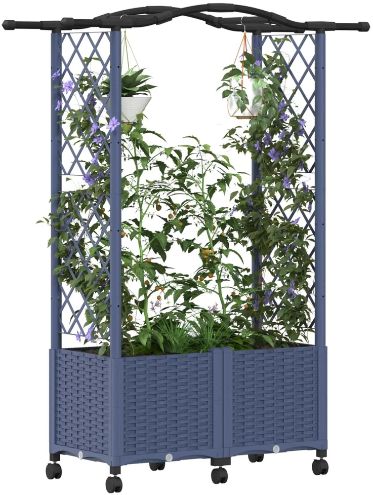 Pakeltas lovas su trelėmis ir stogu Pilka 125 x 40 x 144 cm PP