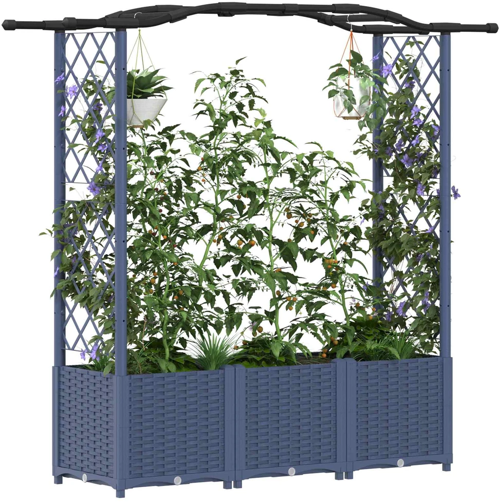 Pakeltas lovas su trelėmis ir stogu Pilka 164 x 40 x 138 cm PP