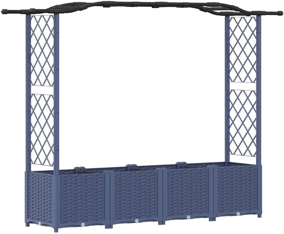 Pakeltas lovas su trelėmis ir stogu Pilka 204 x 40 x 138 cm PP