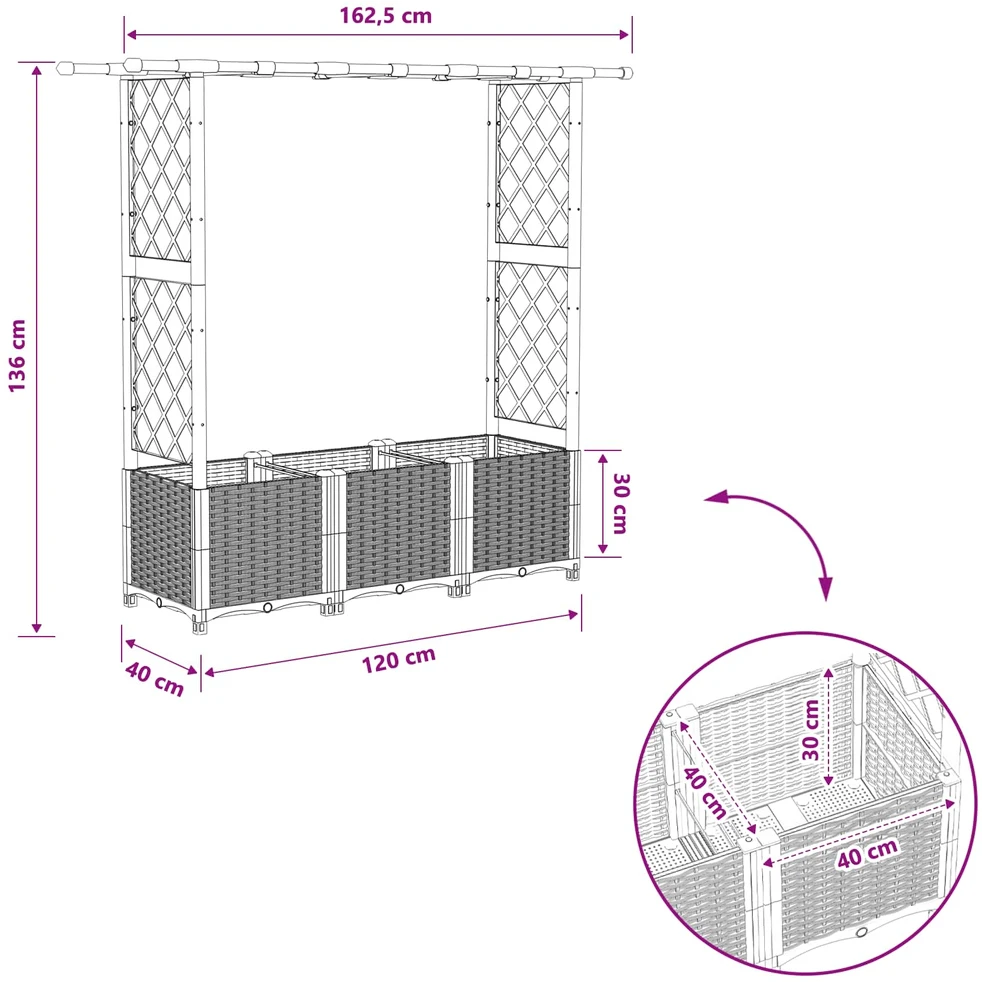 Pakeltas lovas su trelėmis ir stogu Ruda 162,5 x 40 x 136 cm PP