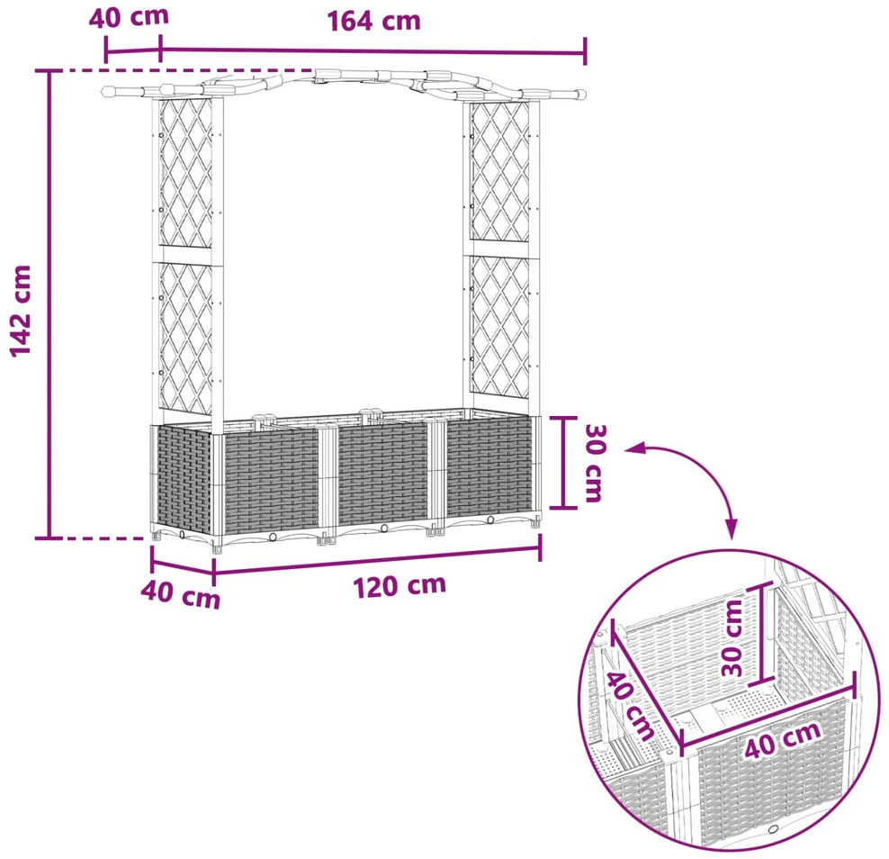 Pakeltas lovas su trelėmis ir stogu Ruda 164 x 40 x 138 cm PP