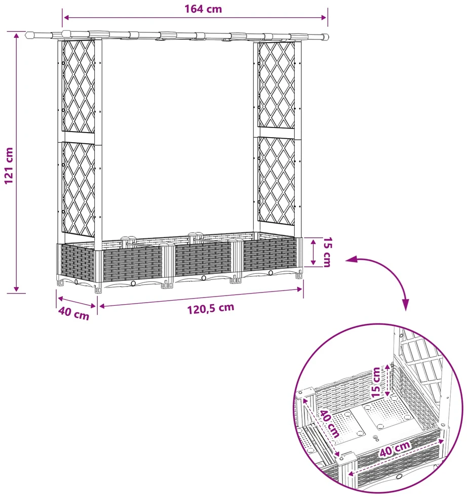 Pakeltas lovas su trelėmis ir stogu Ruda 164 x 40 x 121 cm PP