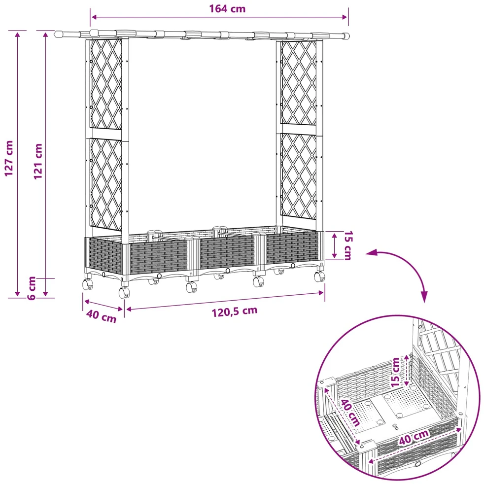 Pakeltas lovas su trelėmis ir stogu Ruda 164 x 40 x 127 cm PP