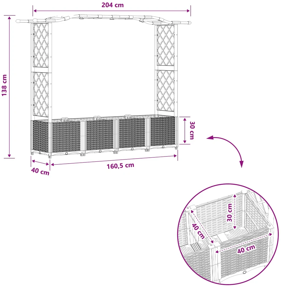 Pakeltas lovas su trelėmis ir stogu Ruda 204 x 40 x 138 cm PP