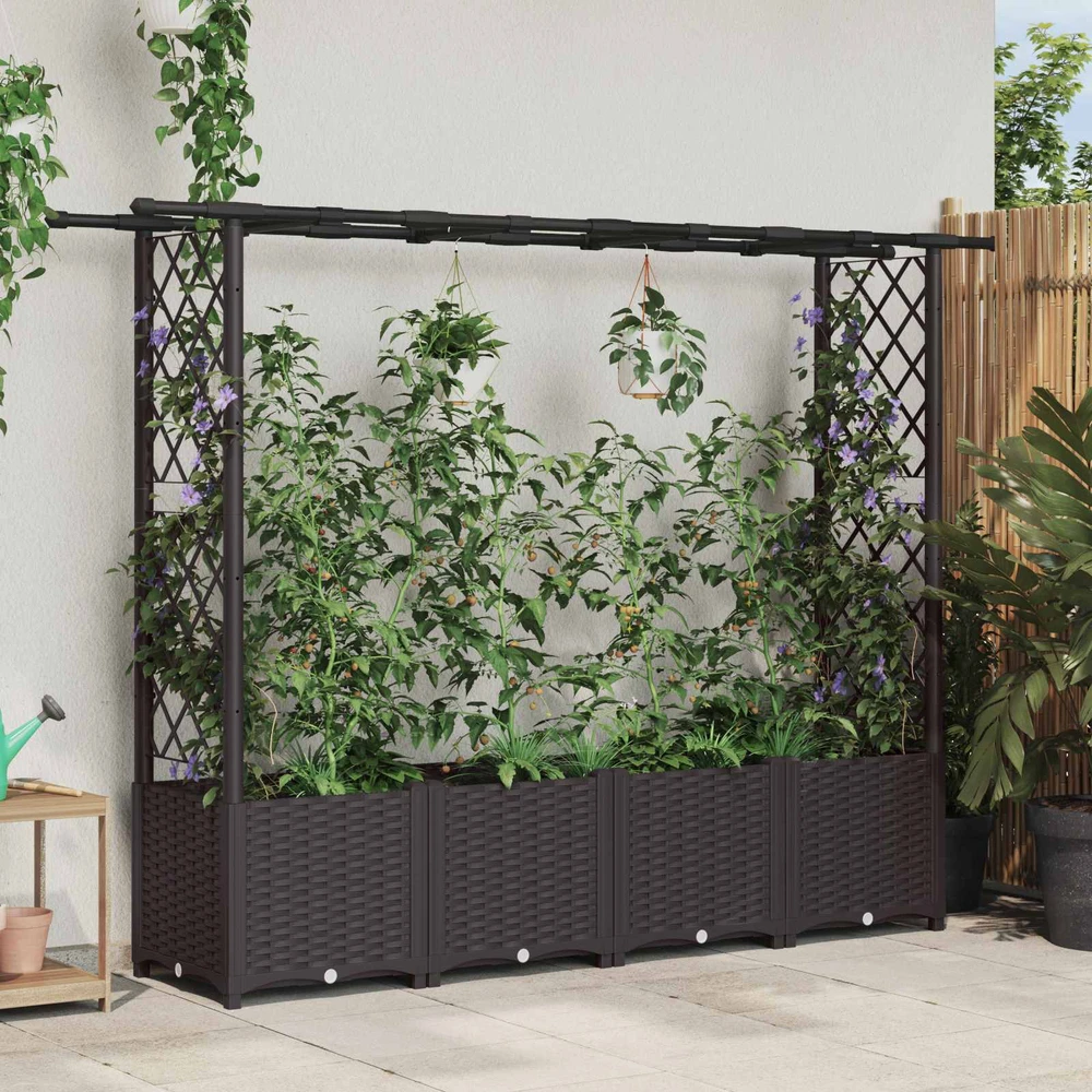 Pakeltas lovas su trelėmis ir stogu Ruda 203 x 40 x 136 cm PP