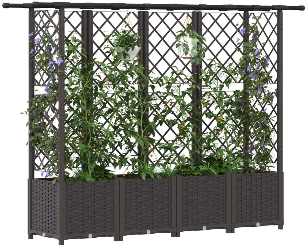 Pakeltas lovas su trelėmis ir stogu Ruda 203 x 40 x 136 cm PP