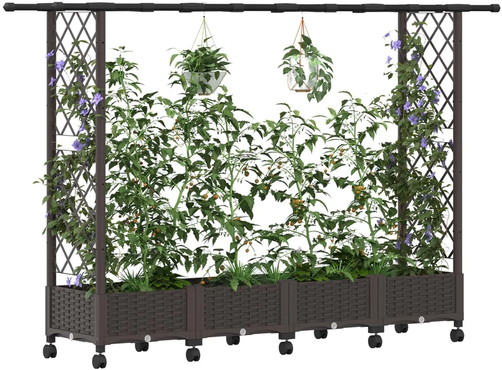 Pakeltas lovas su trelėmis ir stogu Ruda 203 x 40 x 127 cm PP